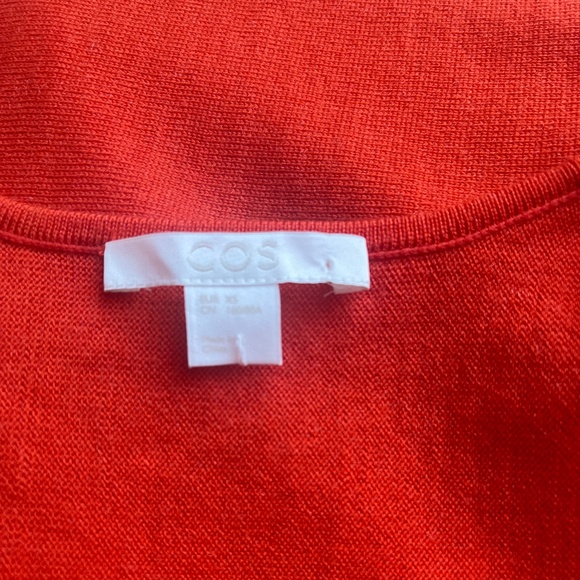 COS Red Orange Asymmetrical Hem Casual Flowing  Sweater Tunic Dress 100% wool - Picture 14 of 16